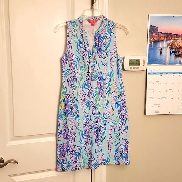 Lilly Pulitzer Sherryn Shift Dress in Shady Blue Oasis Tint Size XS - Picture 1 of 9
